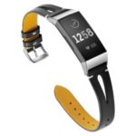 Hollow Genuine Leather Watch Band for Fitbit Charge 3 – Black