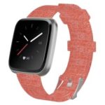 Breathable Canvas Watch Band with Metal Buckle for Fitbit Versa Lite – Orange