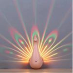 Creative Peacock Projection Lamp Remote Control LED Night Light 7 Colors USB Rechargeable – Pink