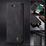 CASEME PU Leather Mobile Phone Shell with Wallet Stand for iPhone 8/7 4.7 inch – Black