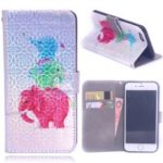 Laser Carving Pattern Printing Wallet Leather Case with Strap for iPhone 8/7 – Elephant