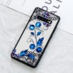 For Samsung Galaxy S10 Plus Lace Embossment Pattern PC TPU Hybrid Shell – Butterfly and Floret