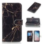 Pattern Printing Leather Wallet Case for Samsung Galaxy S10e – Black Marble