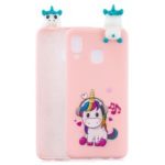 For Samsung Galaxy A30 Pattern Printing TPU Cell Phone Cover with 3D Animal Doll – Unicorn Enjoying Music