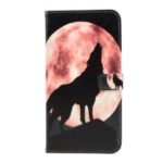 Pattern Printing Leather Wallet Stand Case for Samsung Galaxy A30 / A20 – Wolf Howling at the Moon