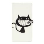 Pattern Printing Leather Wallet Stand Case for Samsung Galaxy M20 – Black Cat