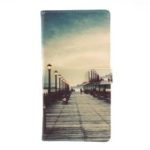 Pattern Printing Leather Wallet Stand Case for Samsung Galaxy M20 – Dock at Sunset