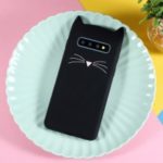 3D Moustache Cat Silicone Mobile Phone Cover for Samsung Galaxy S10 – Black