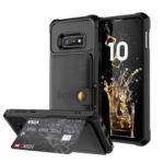 For Samsung Galaxy S10e PU Leather Coated TPU Wallet Kickstand Cover with Built-in Magnetic Sheet – Black