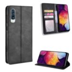 Vintage Style PU Leather Wallet Phone Case for Samsung Galaxy A70 – Black