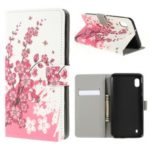 Pattern Printing PU Leather Cell Phone Casing for Samsung Galaxy A10 – Plum Blossom