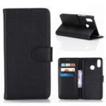 Crazy Horse Vintage Leather Wallet Stand Cover for Samsung Galaxy M20 – Black