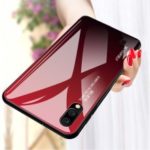 Gradient Color Glass + PC + TPU Hybrid Protection Case for Samsung Galaxy M10 – Red