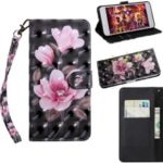 Pattern Printing Light Spot Decor Wallet Stand Leather Case for Samsung Galaxy M20 – Pink Flower