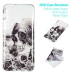 Pattern Printing IMD TPU Phone Case for Samsung Galaxy A40 – Skull and Flower