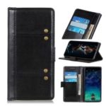 Rivet Decor Crazy Horse PU Leather Wallet Stand Shell for Samsung Galaxy M30 – Black