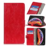 Crazy Horse Leather Wallet Stand Case for Samsung Galaxy A10 – Red