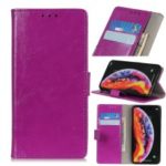 Crazy Horse Leather Wallet Stand Case for Samsung Galaxy A10 – Purple