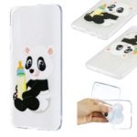 Pattern Printing Soft TPU Mobile Casing for Samsung Galaxy A50 – Panda Holding a Bottle