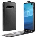 Crazy Horse Vertical Flip Leather Case with Card Slot for Samsung Galaxy S10 5G – Black
