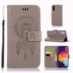 Imprinted Dream Catcher Owl Leather Wallet Case for Samsung Galaxy A70 – Grey