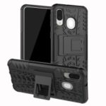 For Samsung Galaxy A40 Cool Tyre PC + TPU Hybrid Case with Kickstand – Black