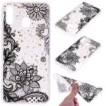 Glitter Sequins Inlaid Patterned TPU Phone Cover for Samsung Galaxy M30 – Black Lace