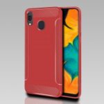 Carbon Fiber Texture Matte TPU Phone Case for Samsung Galaxy A20/A30 – Red