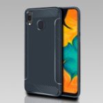 Carbon Fiber Texture Matte TPU Phone Case for Samsung Galaxy A20/A30 – Dark Blue