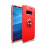 LENUO for Samsung Galaxy S10e Finger Ring Kickstand TPU Phone Shell Built-in Magnetic Metal Sheet – Red