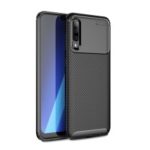 Carbon Fiber Texture Drop Resistant TPU Cover Shell for Samsung Galaxy A70 – Black