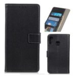Litchi Grain Leather Cover with Wallet Stand for Samsung Galaxy A20e – Black