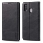 AZNS Retro Style PU Leather Card Holder Case for Samsung Galaxy A30 – Black
