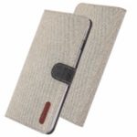 Linen Fabric PU Leather Card Storage Phone Case for Samsung Galaxy A50 – Khaki