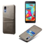 For Samsung Galaxy A2 Core PU Leather Coated PC Mobile Casing with Dual Card Slots – Grey