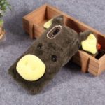 3D Cute Pig Pattern Soft Fur Coated Rhinestone TPU Phone Cover Case for Huawei P20 – Army Green