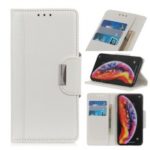 Textured PU Leather Wallet Stand Mobile Shell for Huawei Y6 (2019) – White