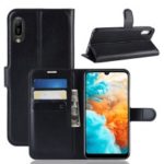 Litchi Texture Wallet Stand Leather Mobile Casing for Huawei Y6 Pro (2019) – Black
