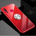 Finger Ring Kickstand Clear TPU Cover for Huawei nova 4 (Built-in Magnetic Metal Sheet) – Red
