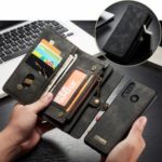 CASEME Multi-functional 2-in-1 Zipper Wallet Split Leather Case for Huawei P30 Lite – Grey