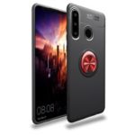 LENUO Metal Ring Bracket TPU Cover for Huawei P30 Lite /nova 4e Built-in Magnetic Metal Sheet – Black / Red