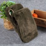 Soft Faux Fur Coated Rhinestone TPU Case for Huawei P30 Lite / nova 4e – Blackish Green