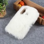 Soft Fur Coated Rhinestone TPU Case for Huawei P30 Lite – White