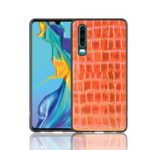 For Huawei P30 PU Leather Coated TPU Cell Phone Cover – Brown
