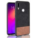 Bi-color Splicing PU Leather Coated PC TPU Hybrid Case Cover for Meizu Note9 – Black