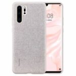 For Huawei P30 Pro [Linen Texture] PU Leather Cell Phone Back Case – Grey