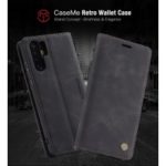 CASEME Retro PU Leather Wallet Mobile Case with Stand for Huawei P30 Pro – Black
