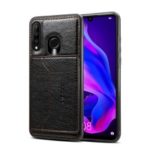 Crazy Horse Texture Leather Coated TPU Card Holder Kickstand Casing for Huawei P30 Lite / nova 4e – Black
