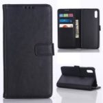 Crazy Horse Vintage Leather Wallet Stand Shell for Huawei Y6 Pro (2019) – Black