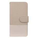 Contrast Color Cross Texture PU Leather Wallet Phone Cover for Huawei Y7 (2019) – Beige